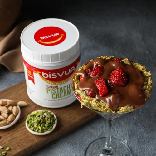 Miniatura 6 de BISVUA Mantequilla de Pistacho Premium (30%), 1 kg (2.2 lb.) - Mantequilla y Untable de Pistacho - Perfecto para el Kit de Barra de Chocolate Viral