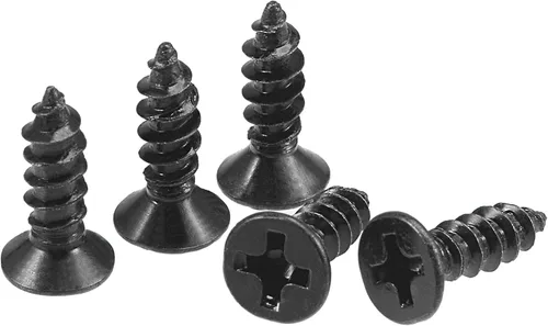 uxcell M3.5 x 12mm Tornillos para madera con cabeza plana Phillips de acero al carbono autorroscantes negros 200 piezas