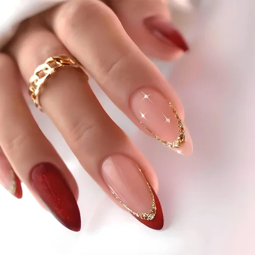 Miniatura 7 de Uñas postizas artificiales a presión de longitud media con diseño de lentejuelas plateadas, cobertura completa, reutilizables, rosadas