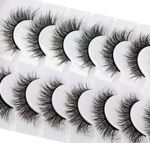 Miniatura 83 de Pooplunch - Pestañas postizas finas de visón sintético, estilo ojo de gato, naturales, cruzadas, tipo racimo, efecto 8D de volumen, tiras