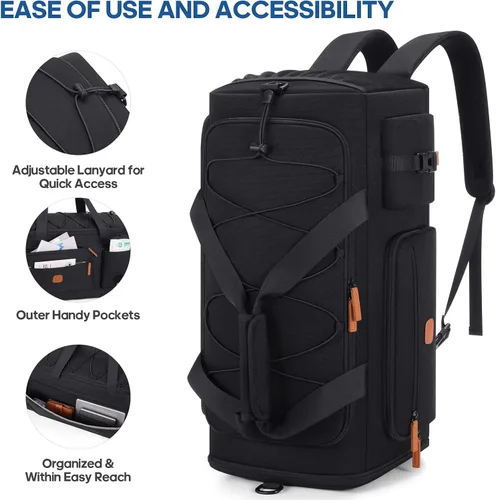 Miniatura 2 de Bolsa de gimnasio para hombres y mujeres con compartimento para zapatos y laptop, bolsa de viaje deportiva 3 en 1, mochila antirrobo para avión
