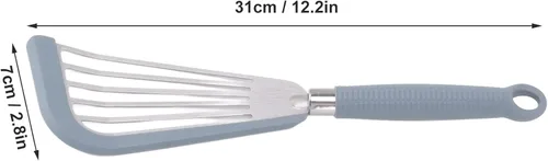 Miniatura 2 de Espátula de silicona de acero inoxidable con ranuras, espátula de cocina antiadherente para huevos, panqueques, pescados, hamburguesas (gris)