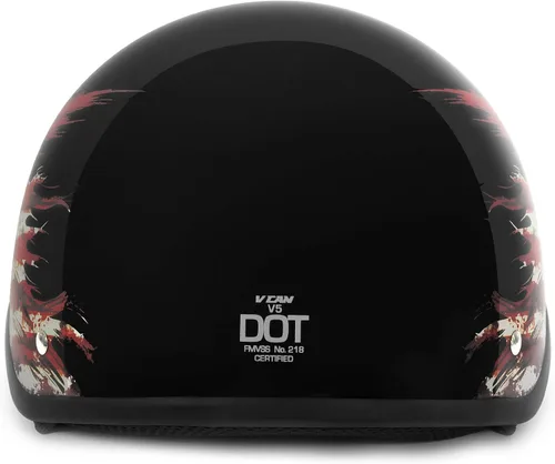 Miniatura 4 de VCAN Cruiser - Casco de motocicleta sólido, cobertura de media cara Bandera negra brillante