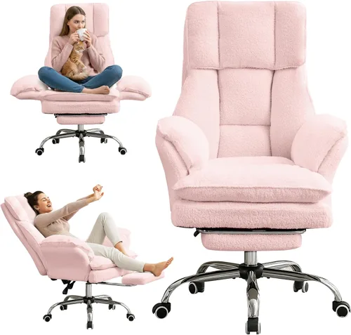 Cloud - Silla de oficina con patas cruzadas con reposapiés, silla ergonómica ejecutiva grande y alta, reposabrazos abatibles para mascotas, silla de