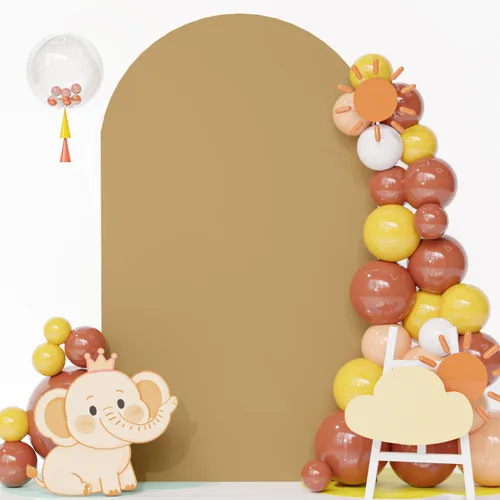 Miniatura 9 de FOTSHARER Cubierta para arco de boda, cubierta de arco de globo beige de 2.6 x 6 pies, cubiertas de fondo de arco de arco de elastano boho Chiara