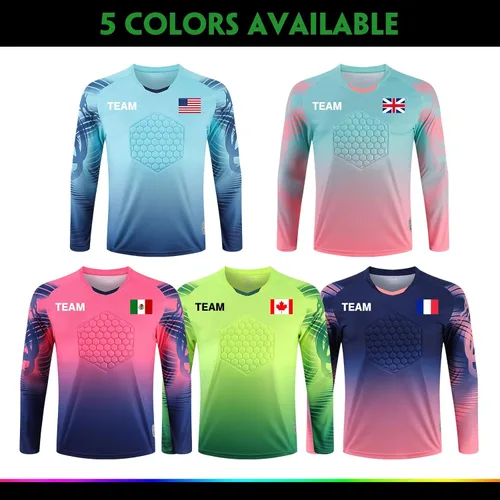 Miniatura 6 de Camiseta de fútbol de portero personalizada para adultosniños, manga larga personalizada y pantalones con logotipo del