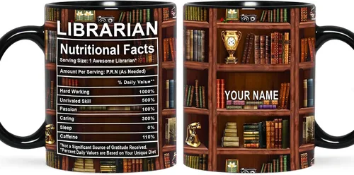 Miniatura 21 de B62112 - Taza de bibliotecario personalizada, motor de búsqueda original, estante de biblioteca, taza para amantes de los libros, color negro, 11