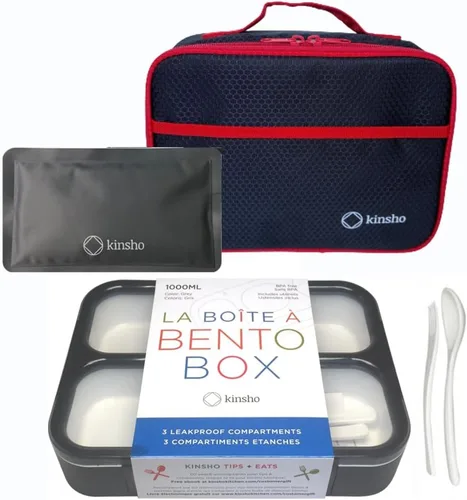 Miniatura 8 de Bento-Box - Juego de lonchera aislada y paquete de hielo. Loncheras, contenedores de bocadillos para niños, niñas y adultos. 6 compartimentos, cajas