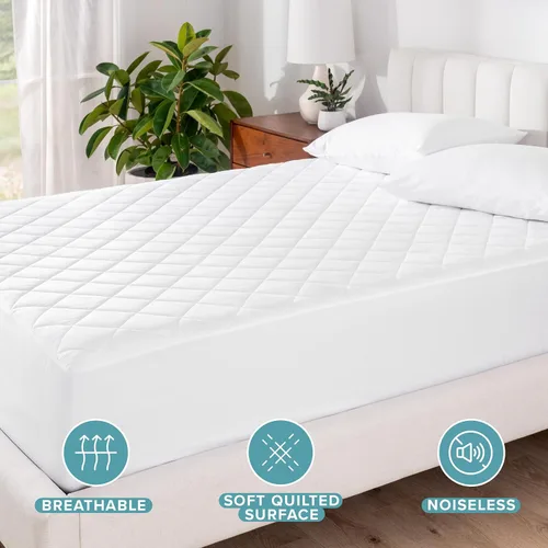 Miniatura 3 de Bare Home Protector de colchón acolchado impermeable Twin – Almohadilla de colchón refrescante – Protege contra derrames – Fácil lavado – Funda