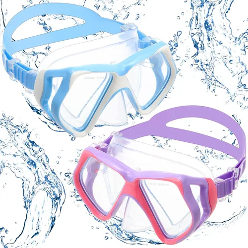 Miniatura 14 de Weewooday 2 gafas de natación para adultos con cubierta para la nariz, antiempañamiento, máscara de buceo, visión amplia, sin borrosidad, vidrio