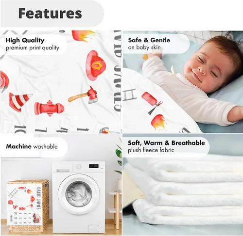 Miniatura 5 de Manta personalizada de camión de bomberos para bebé, manta de forro polar, manta de hitos para bebé, manta mensual de hitos para bebé, manta de Hito