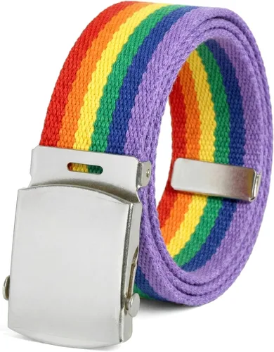 Miniatura 12 de BC Belts Cinturón de tela de lona con hebilla cromada de 54 pulgadas de largo, estilo militar totalmente ajustable