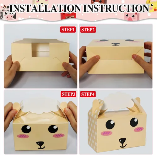 Miniatura 4 de 24 paquetes de cajas de regalo para fiesta de animales de granja, temática de granja, cajas de dulces para cumpleaños, bolsas de regalo de Navidad