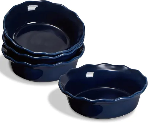 ONEMORE Moldes para tartas, platos pequeños de 6.8 pulgadas para tartas de pollo de 16 onzas de profundidad, platos de cerámica para hornear de Azul