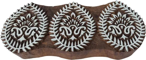 Miniatura 5 de Bloque de impresión intrincado patrón de borde floral grande sello de madera grande
