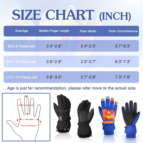 Miniatura 5 de American Trends Guantes de invierno impermeables para niños, guantes de nieve cálidos para niños y niñas, guantes de esquí para niños y niñas