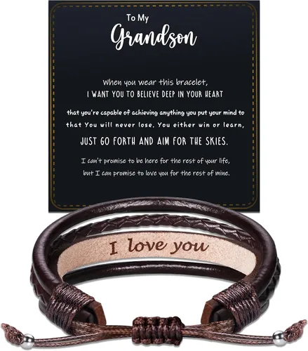 Miniatura 50 de Regalos del día del padre para papá, marido, pulsera de cuero para hombres, él, novio, hijo, ajustable, marrón, pulsera de cuero para hombre