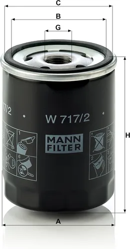 Miniatura 2 de W717/2 - Filtro de aceite para aspiradoras Mann