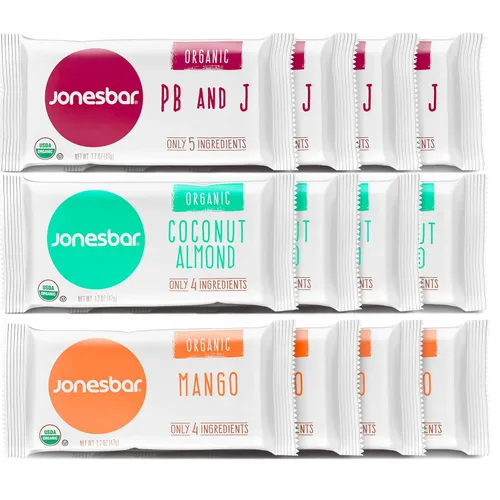 Miniatura 15 de JONESBAR (Coconut Almond, 12 unidades (paquete de 1)) Barra de frutas y nueces orgánica USDA sin OMG, Kosher, vegana, sin gluten, barra