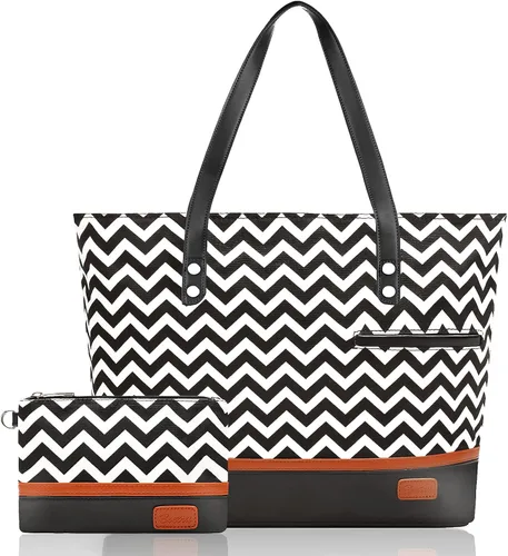 Miniatura 9 de Bolsa de mano para laptop para mujer, maletín grande de lona para mujer, bolsa de trabajo impermeable para computadora portátil de 15.6 pulgadas