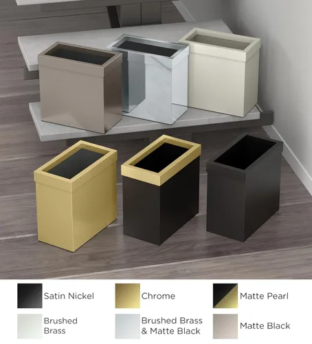 Miniatura 3 de Gatco Papelera Moderna Cuadrada, Combo Negro Mate y Latón Cepillado - Papelera de Acero Inoxidable con Tapa Extraíble, Resistente a Fugas, Capacidad