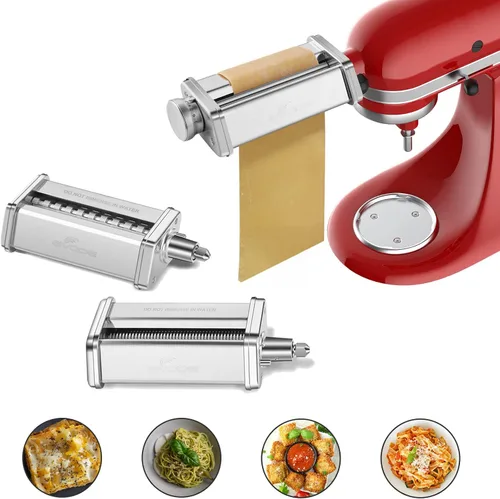 Accesorio para pasta para batidora de pie KitchenAid Incluye rodillo de hoja de pasta, cortador de espaguetis y cortador de fettuccine Accesorios de