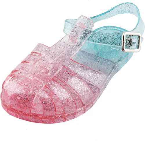 TANDEFLY Toddler Girls Jelly Sandals Soft Rubber Sole Closed Toe Beach Summer Shoes Princess Flat