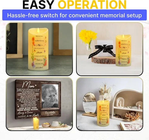 Miniatura 7 de Skywin Velas conmemorativas sin llama para difuntos (Miss You), 5.9 x 2.7 pulgadas, velas LED conmemorativas para la pérdida de seres queridos