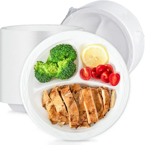 Miniatura 8 de Paquete de 150 platos de plástico negro de 9 pulgadas, envueltos retráctiles, sin prelavado BPA Free Heavy Duty Reusable & Sturdy Trays
