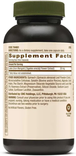 Miniatura 2 de GNC Natural Brand Lutein 20mg, 60 cápsulas, apoya la salud ocular