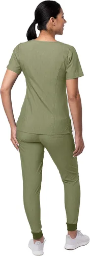 Miniatura 2 de Adar Pro - Conjunto moderno de ropa quirúrgica atlética para mujer, Camiseta quirúrgica moderna con cuello en V y pantalones quirúrgicos de yoga
