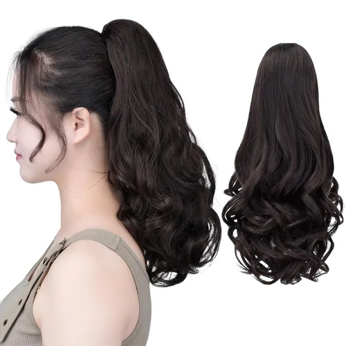 Miniatura 34 de SYXLCYGG Auburn Clip Cola de caballo Clip Cola de caballo Extensión de cola de caballo ondulado 10 pulgadas 3.5 oz pelo sintético falso pieza