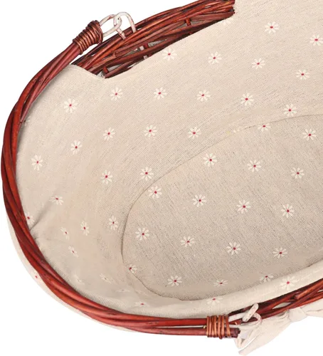 Miniatura 3 de Paquete de 2 cestas de mimbre de tamaño mediano con asa, 12.6 x 9 x 4.7 pulgadas, cesta de mimbre para pícnic con forro, cesta de regalo vacía