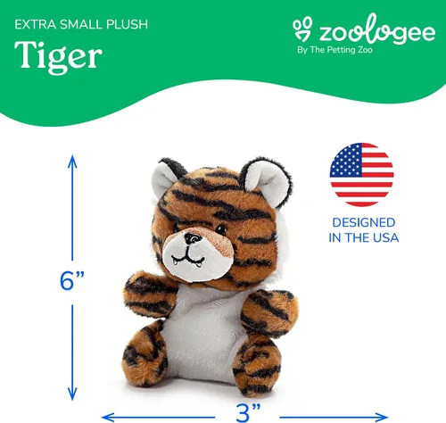 Miniatura 3 de The Petting Zoo Peluche de tigre, regalos para niños, animales de vida silvestre Nuggetz, juguete de peluche de tigre a rayas naranjas, 6 pulgadas