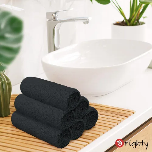 Miniatura 2 de Orighty Paquete de 6 toallas de mano negras, toallas de microfibra de secado rápido y absorbentes, de 16 x 28 pulgadas, toalla de yoga blanca ligera