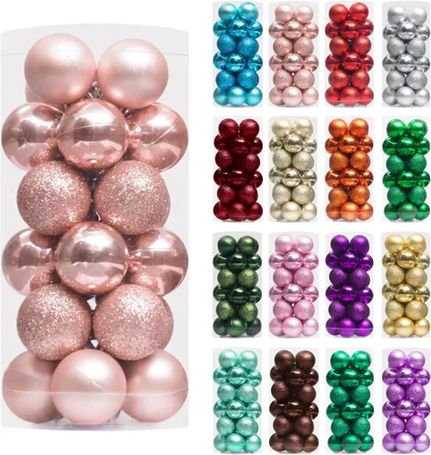 Miniatura 31 de XmasExp - Juego de 24 adornos de bola de Navidad mini irrompibles, adornos para árbol de Navidad, bolas de árbol de Navidad de 30 mm/1.18 pulgadas