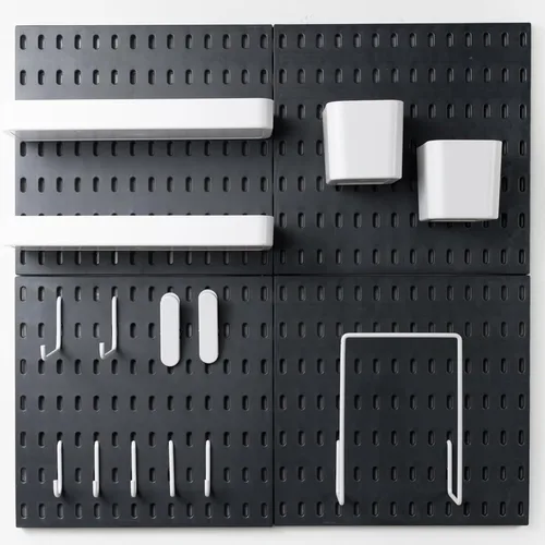 Miniatura 7 de Kit de combinación de tablero de clavijas para organizador de pared, kits de tablero de clavijas montadas en la pared para cocina, dormitorio, Negro