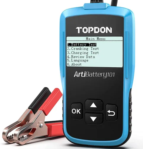 TOPDON AB101 Probador de Batería de Coche 12V Probador de Carga de Batería de Coche en Sistemas de Arranque y Carga, Analizador de Alternador