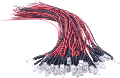 Miniatura 2 de 100pcs 7.9 in pre cableado 0.118 in 0.197 in LED lámpara lámpara bombilla pre-cableado emisor diodos para DIY decoración del hogar DC12V