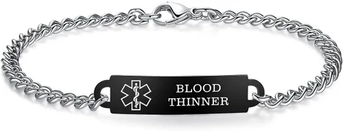 Pulseras de identificación de alerta médica de 6.5 "-8.5" para mujeres, pulseras de emergencia médica de acero inoxidable, grabado gratuito