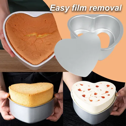Miniatura 3 de Pan para pastel de corazón 6+8 pulgadas en forma de corazón Molde profundo inferior extraíble de aluminio