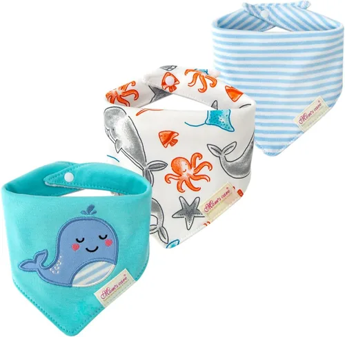 Miniatura 26 de JN&LULU Paquete de 3 baberos de bebé recién nacido, bandana, baberos para babear, de algodón, regalos para bebés