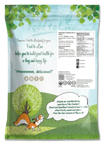 Miniatura 2 de Guisantes verdes orgánicos, 15 libras, sin OMG, secos, veganos, kosher, a granel. Fácil de cocinar. Gran fuente de proteínas, fibra, minerales