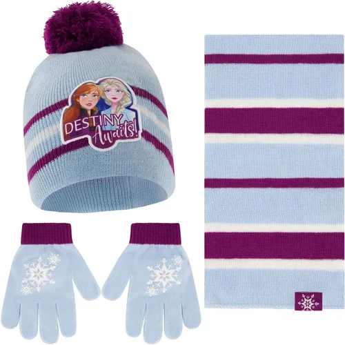 Disney - Juego de gorro de invierno para niñas bufanda y guantes para niños pequeños 2-4 o Frozen Elsa Anna sombrero bufandas y guantes para niños