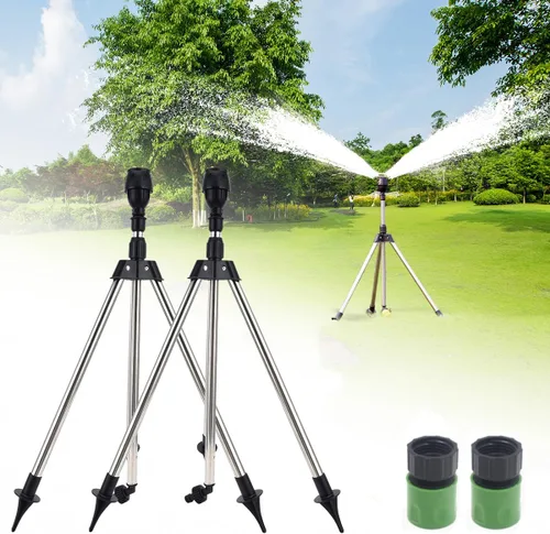 Miniatura 8 de Aspersor de trípode giratorio, rociadores de riego giratorios automáticos de 360 grados, aspersor telescópico de trípode para áreas grandes, patio