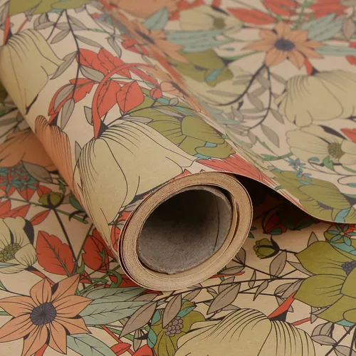 Miniatura 48 de Aimyoo - Rollo de papel de regalo floral kraft - Rollo jumbo - 30 pulgadas x 33 pies - Papel de regalo vintage con flores para todas las ocasiones