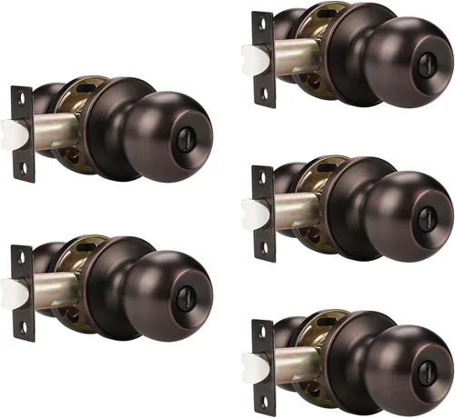 Miniatura 20 de Probrico Paquete de 10 pomos redondos para puerta de cama/baño, función de privacidad para baño/dormitorio, pomos de puerta interior con cerradura