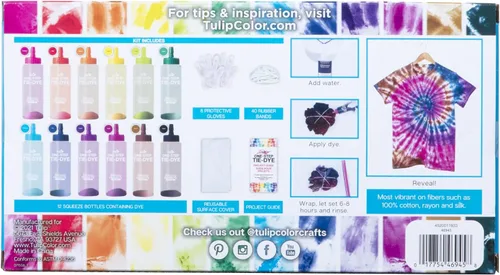 Miniatura 2 de Tulip One-Step Tie-Dye Kit 12 botellas grandes de color arcoíris de 4 onzas Manía