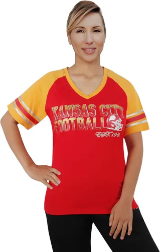 Miniatura 2 de Camisetas raglán Athletic City para mujeres fanáticos del fútbol - Azul marino y blanco