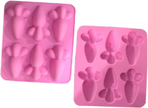Miniatura 2 de ASkinds Molde de chocolate con zanahoria de Pascua, 6 cavidades, bandeja de silicona antiadherente para chocolate, molde para hornear bricolaje